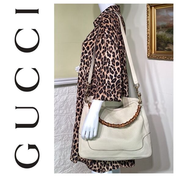 Authentic Gucci Diana XL Leather Bag Bamboo Handle & Leather Shoulder Strap - Picture 1 of 15